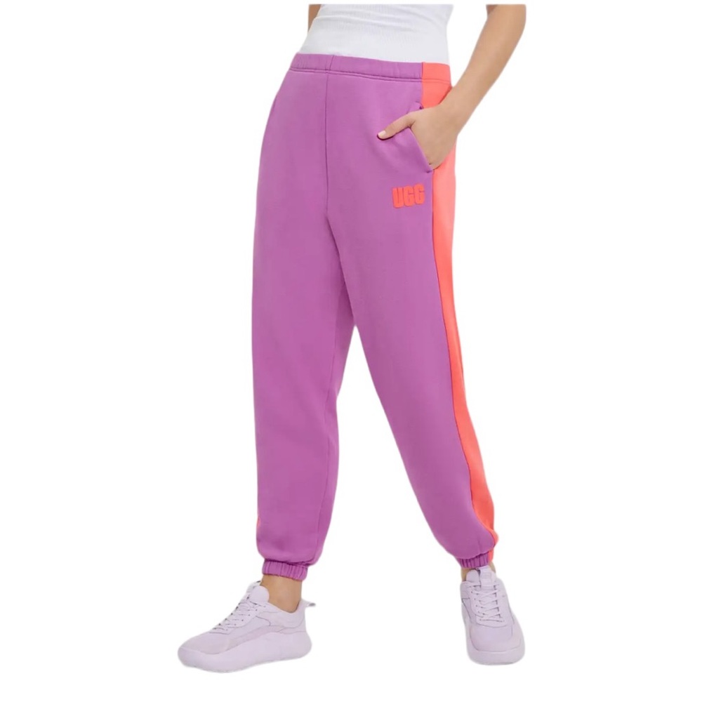 ⚡️SOLD⚡️UGG Jayleen Color Blocked Sweatpant Purple Brushed Fleece Cotton Pant - Picture 1 of 14